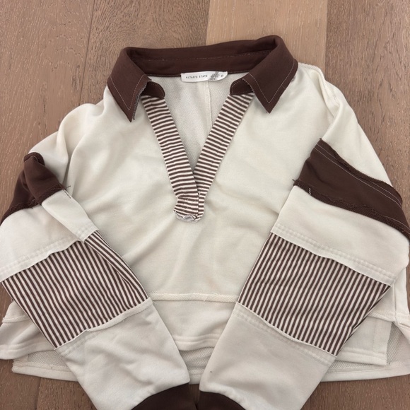 Altar'd State Women's Blake Cropped Polo Pullover brown - Picture 4 of 7